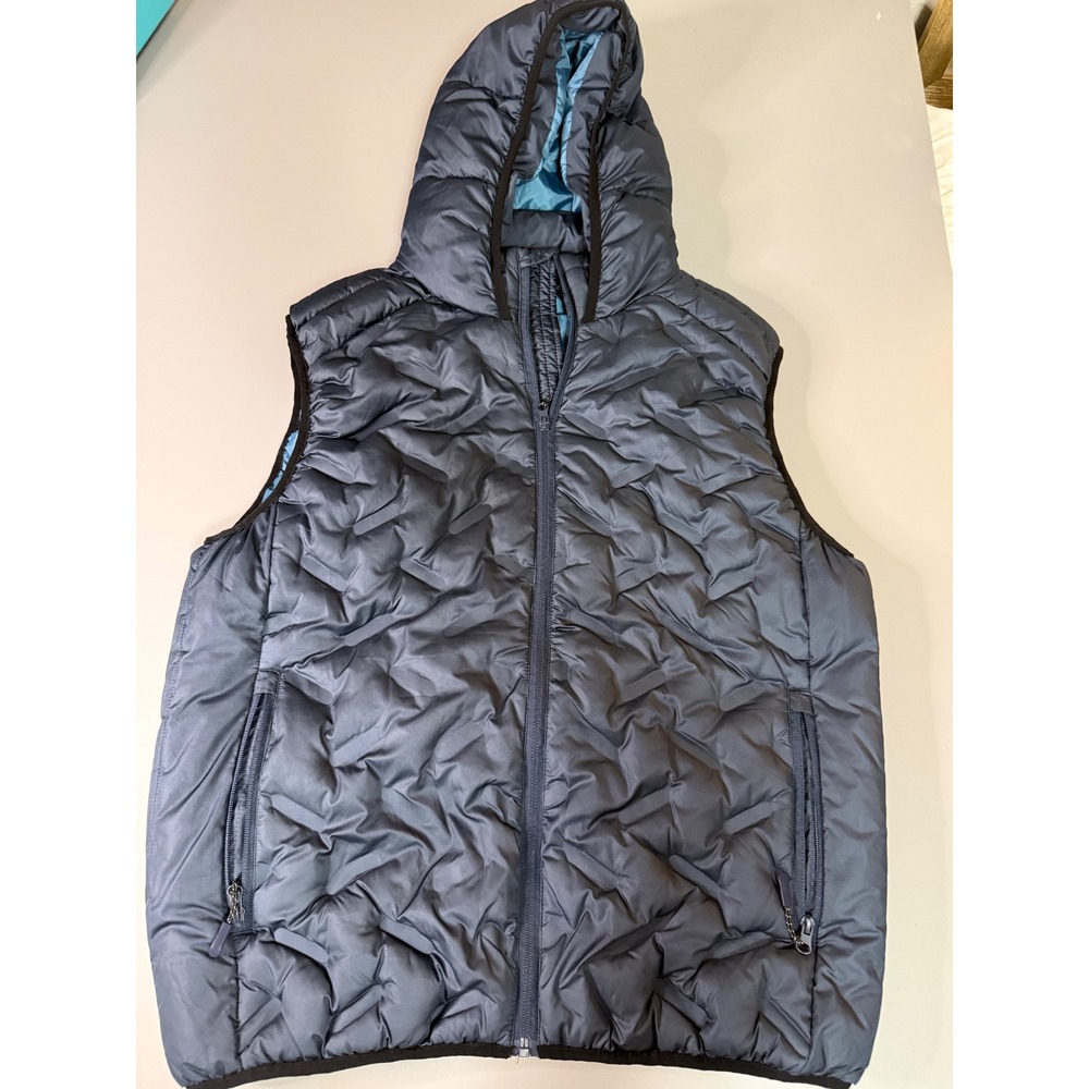 Noize Mens Puffer Vest Navy Blue Hooded Quilted Recycled Vegan XL CA25505
